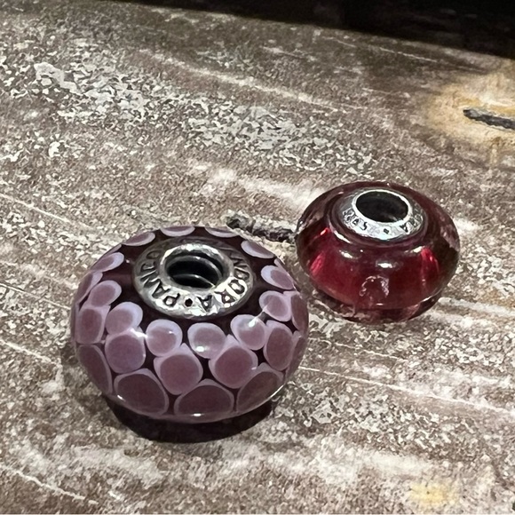 2 left HTF- Authentic Pandora Purple Exotic Murano XL Sterling Silver -790901 - Picture 4 of 6